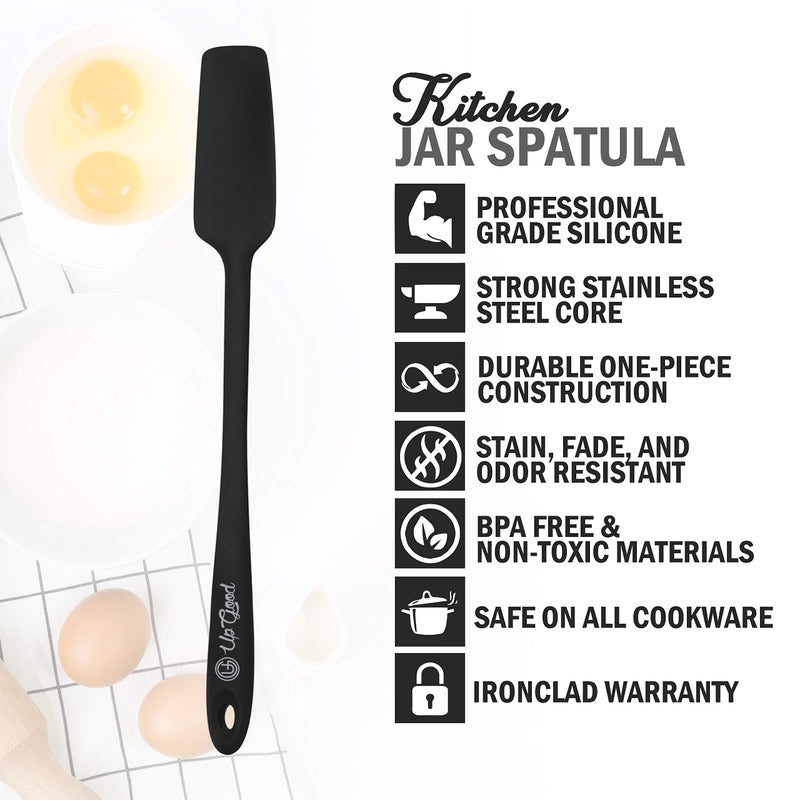 UpGood Silicone Jar Spatula | 600F Heat Resistant Non-Stick Rubber Scraper | Perfect for Jars, Smoothies, Blenders | One Piece Utensils | Durable Kitchen Cookware (UpGood Professional Spatulas, Black) - Image 4